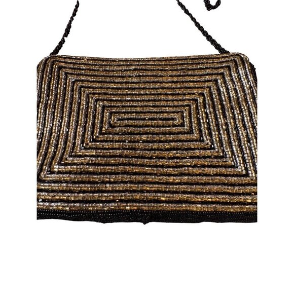 Beaded Black & Gold Evening Bag - Picture 2 of 8